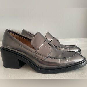 Coach Heath Gun Metal Penny Loafer Leather Shoes